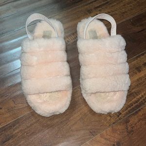 Pink Ugg fluff yeah slides